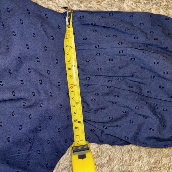 Fitzroy & Willa XS Dress Navy Blue Eyelet Puff Sleeve Preppy Classy Minimal Corp - Picture 8 of 11